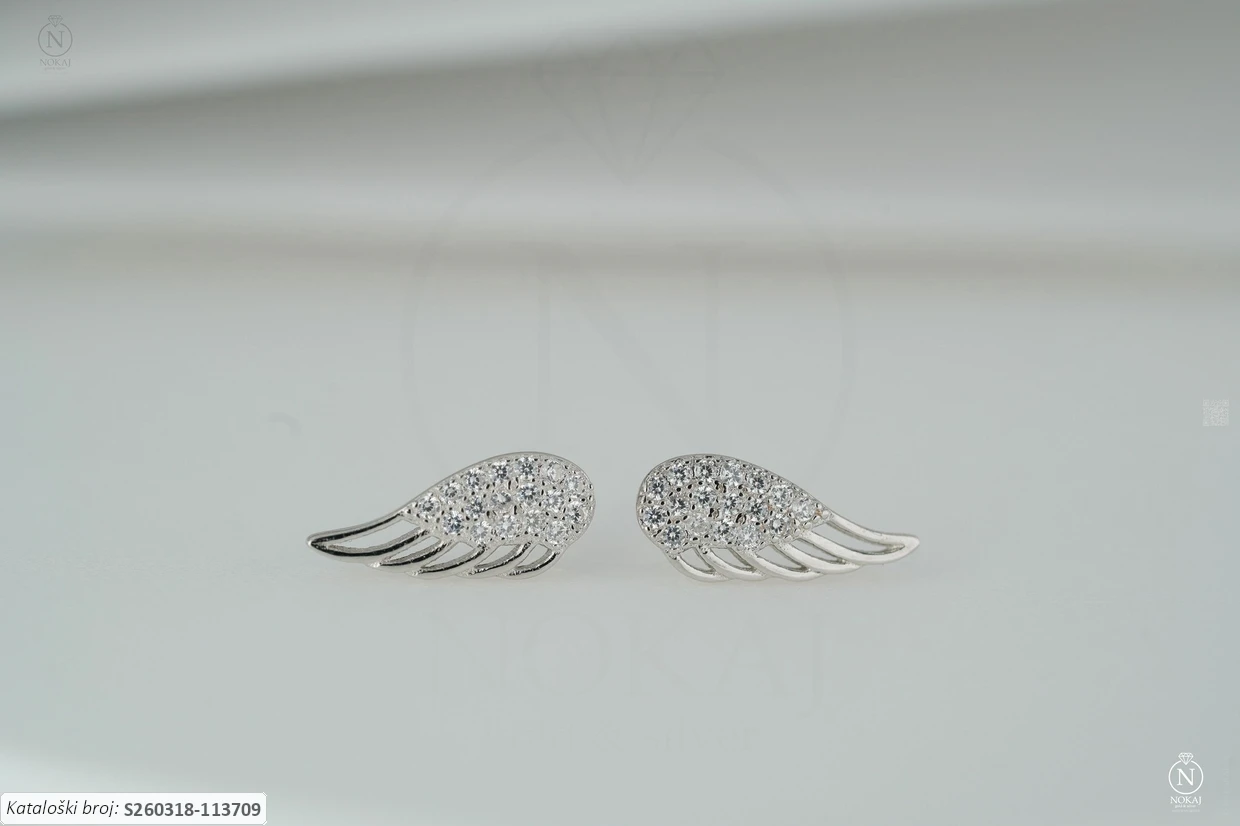 SREBRNE NAUŠNICE S CIRKONIMA - ANĐELOVA KRILA (S260318-113709)