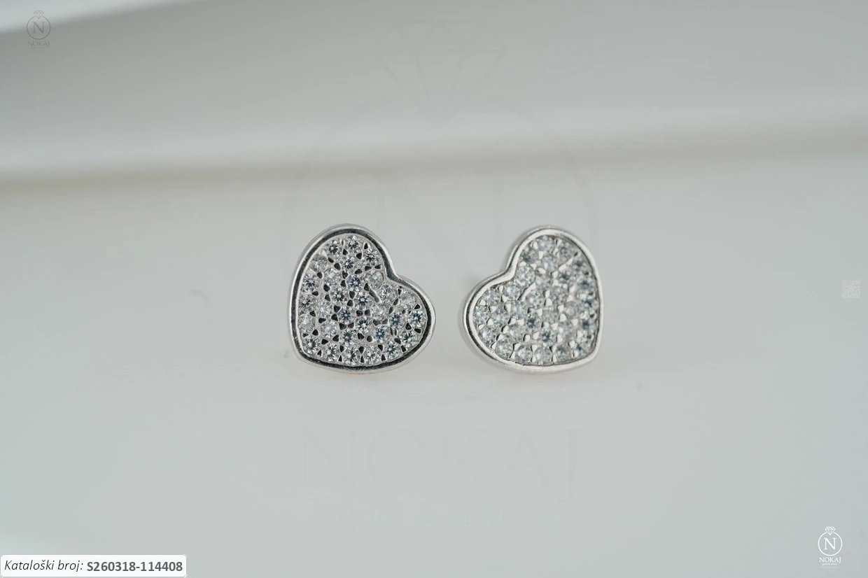 SREBRNE NAUŠNICE S CIRKONOM - SRCE (S260318-114408)