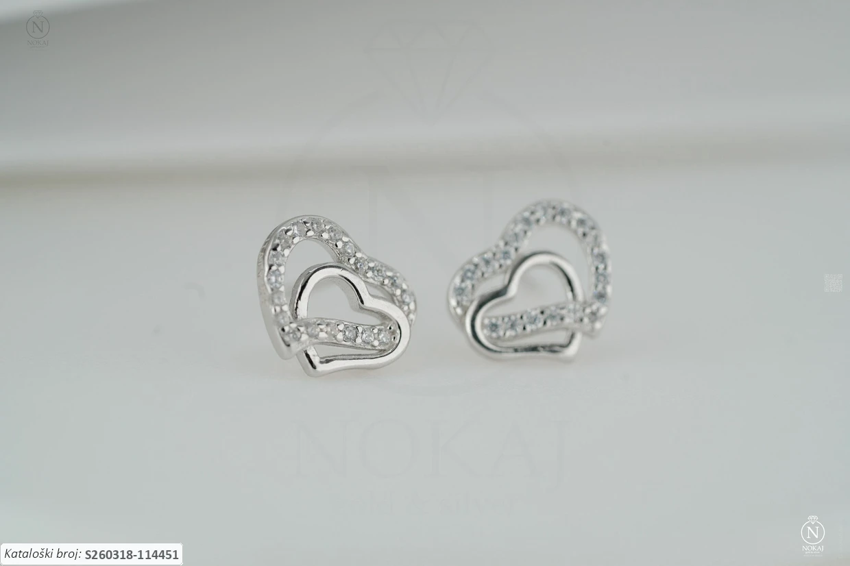 SREBRNE NAUŠNICE S CIRKONOM - SRCE (S260318-114451)