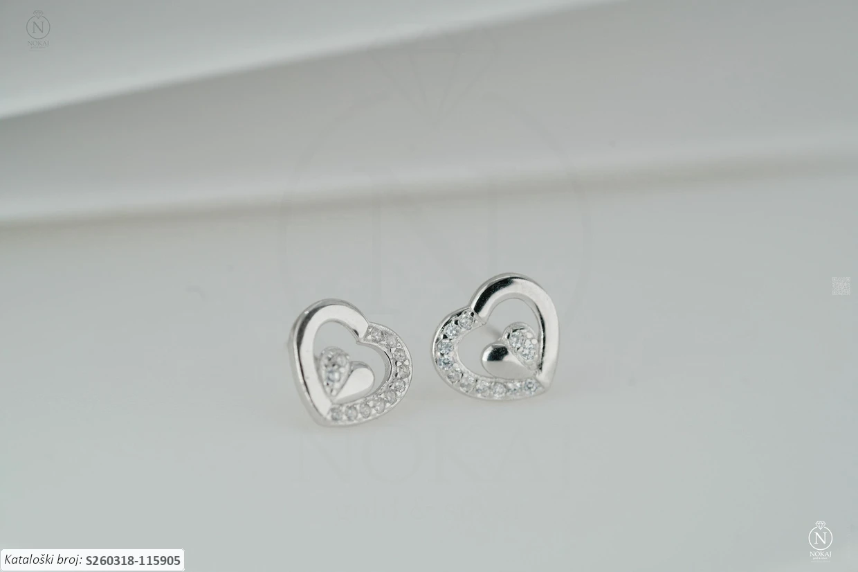 SREBRNE NAUŠNICE S CIRKONOM - SRCE (S260318-115905)