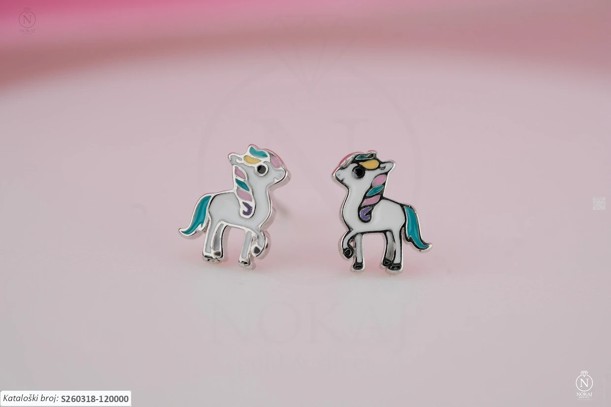 SREBRNE DJEČJE NAUŠNICE - JEDNOROG (S260318-120000)