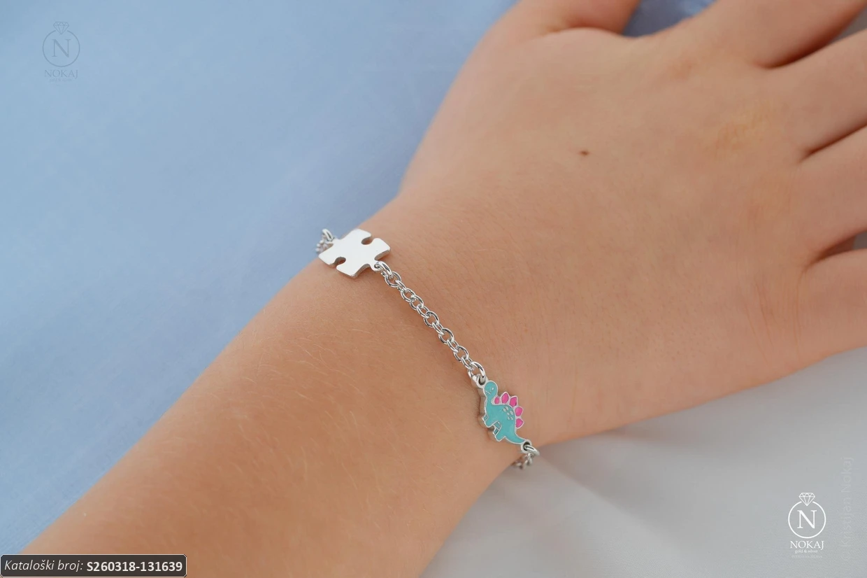 SREBRNA DJEČJA NARUKVICA - DINOSAUR (S260318-131639) - Slika 2