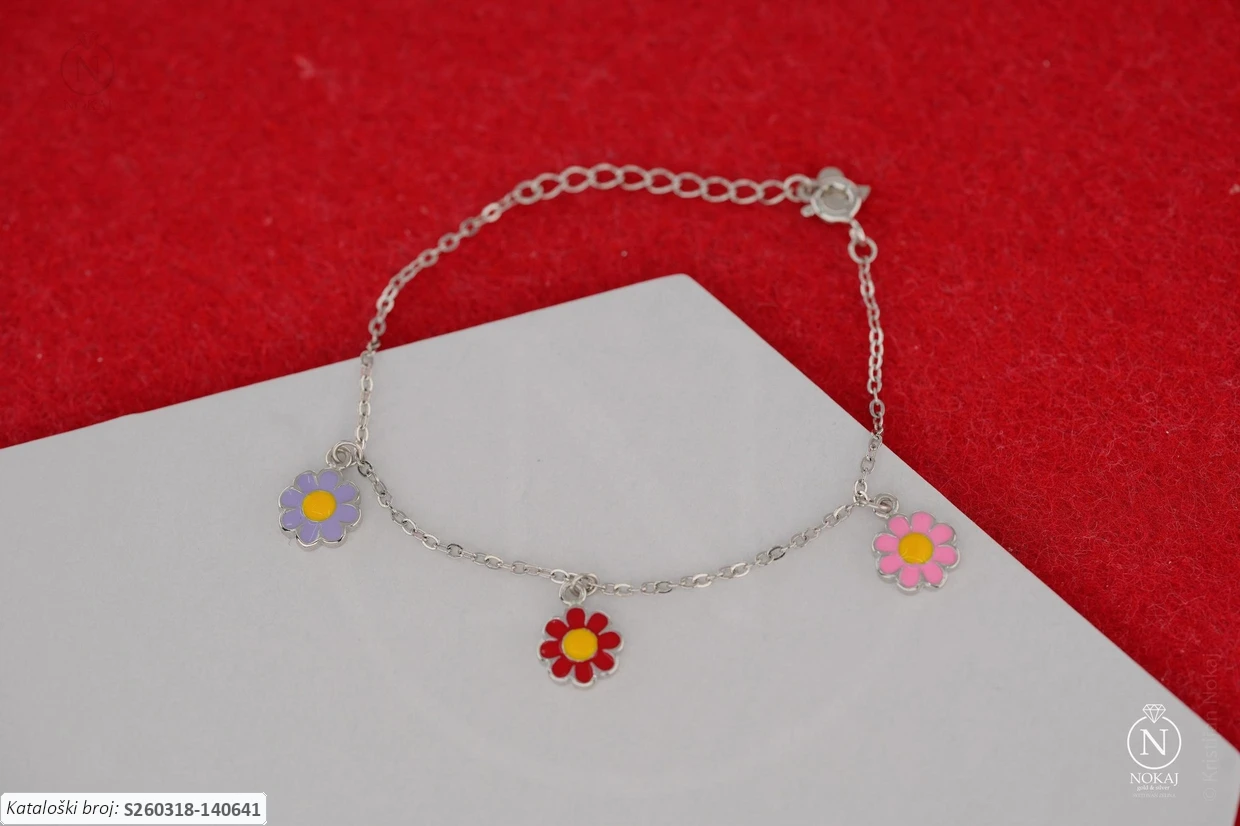 SREBRNA DJEČJA NARUKVICA - CVIJET (S260318-140641)