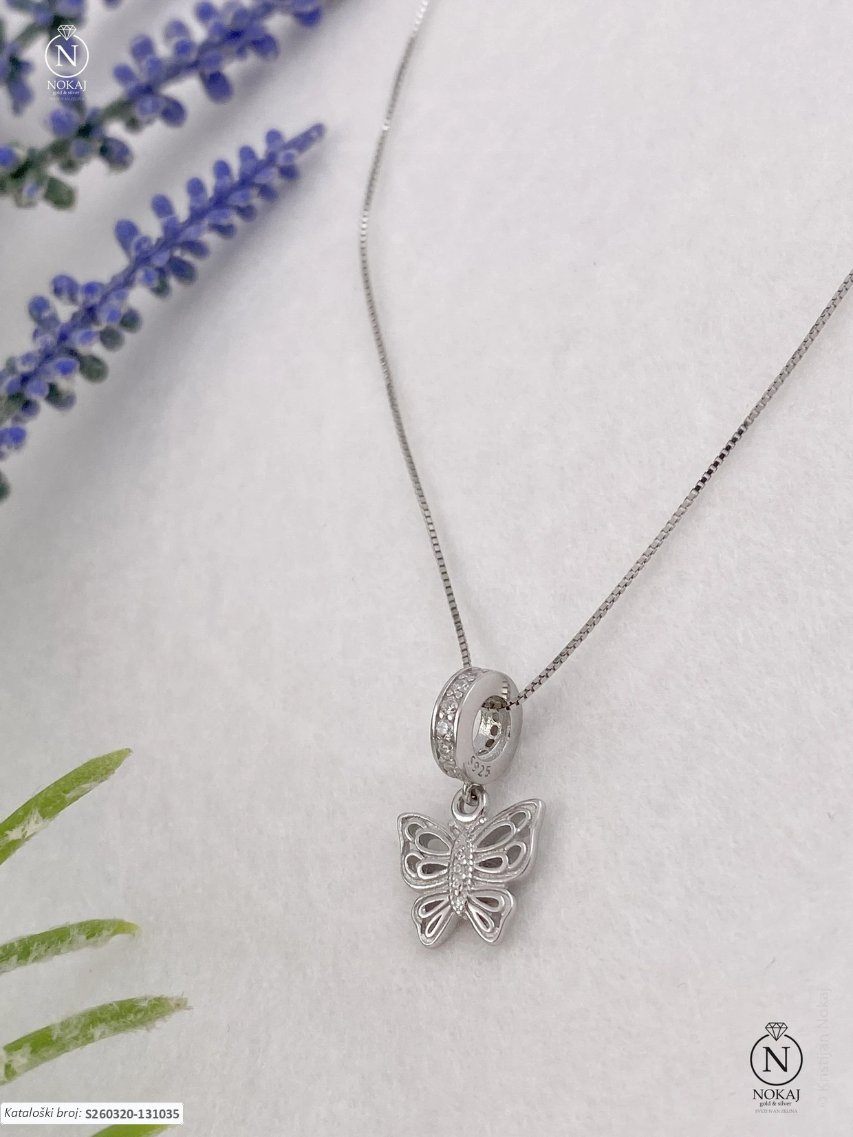 SREBRNA OGRLICA S CIRKONOM - LEPTIR (S260320-131035)