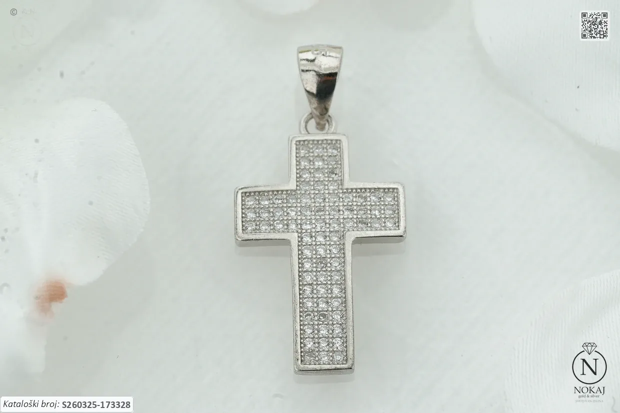 SREBRNI PRIVJESAK S CIRKONIMA - KRIŽ (S260325-173328)