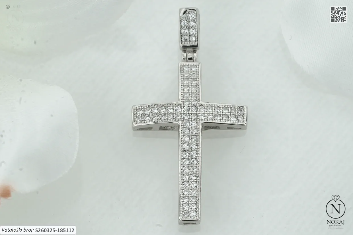 SREBRNI PRIVJESAK S CIRKONIMA - KRIŽ (S260325-185112)
