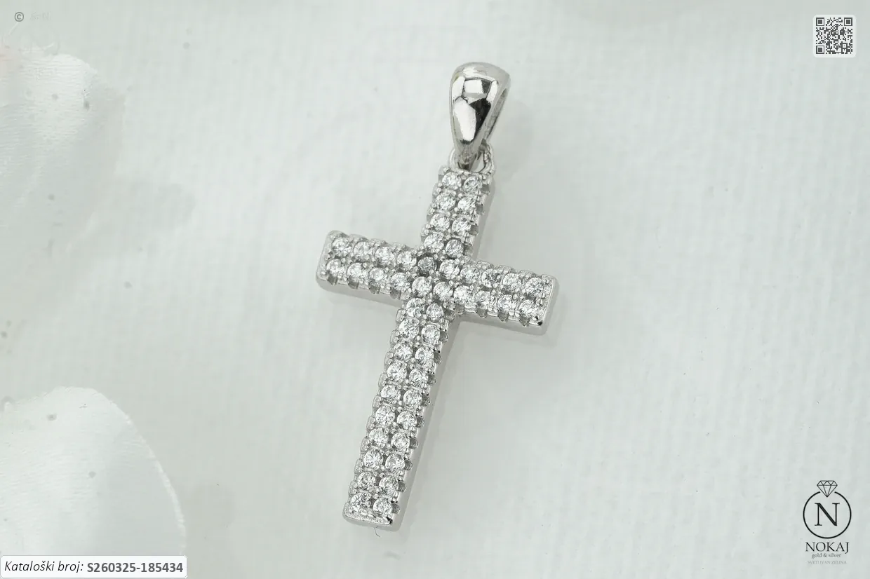 SREBRNI PRIVJESAK S CIRKONIMA - KRIŽ (S260325-185434)