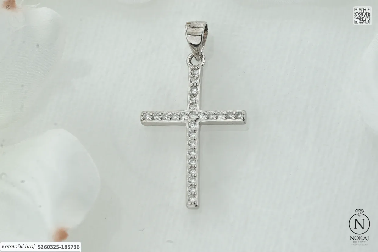 SREBRNI PRIVJESAK S CIRKONIMA - KRIŽ (S260325-185736)