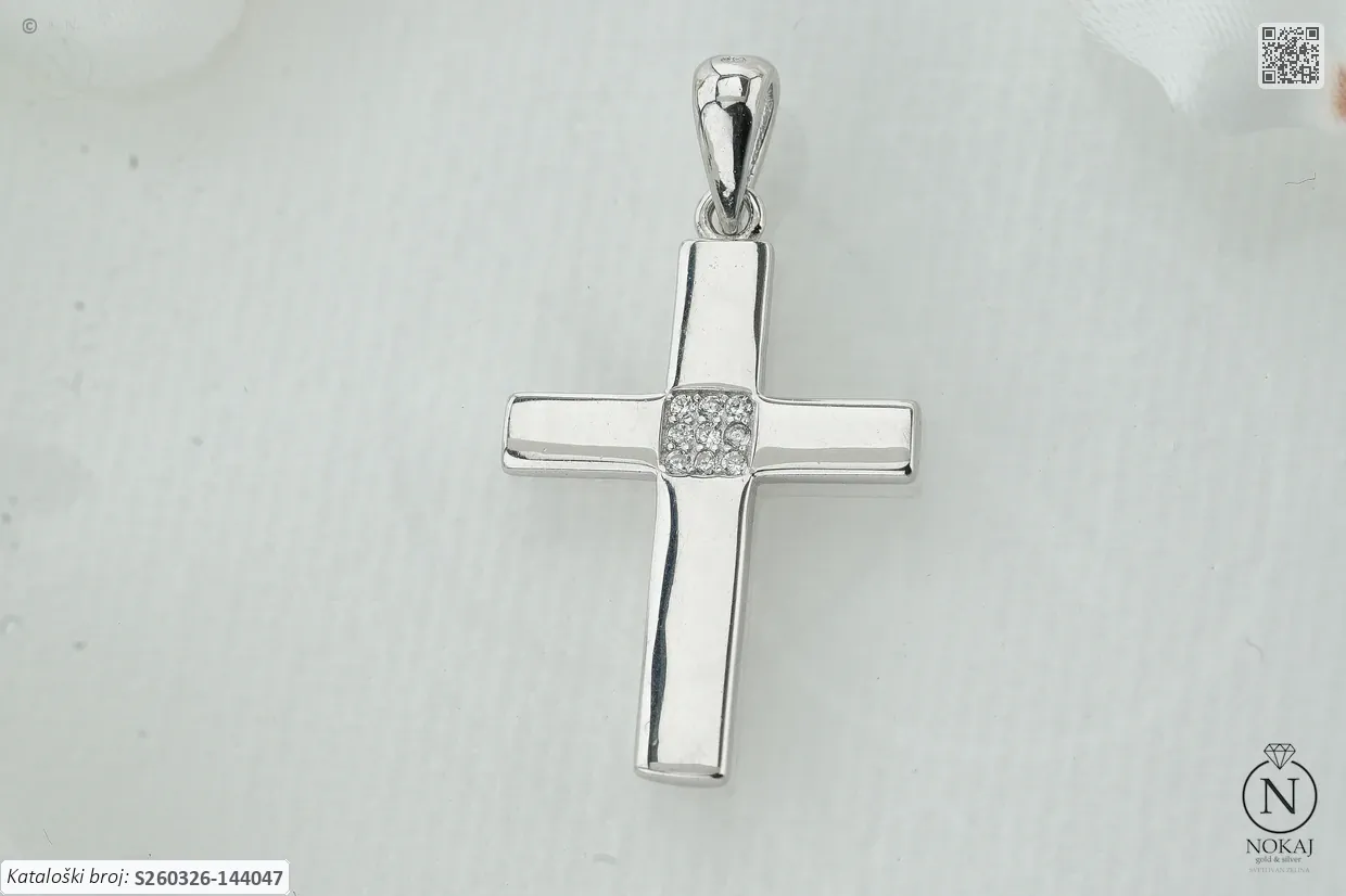 SREBRNI PRIVJESAK S CIRKONIMA - KRIŽ (S260326-144047)