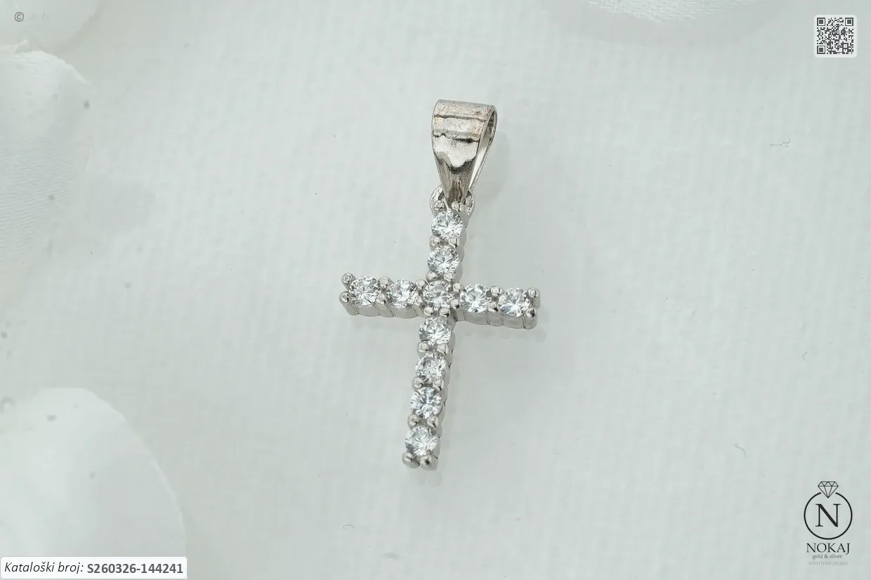 SREBRNI PRIVJESAK S CIRKONIMA - KRIŽ (S260326-144241)