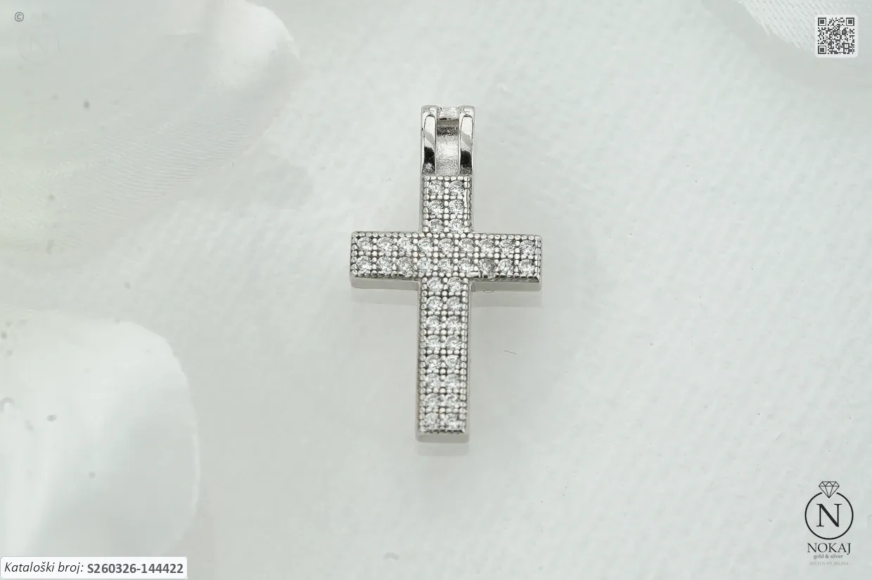 SREBRNI PRIVJESAK S CIRKONIMA - KRIŽ (S260326-144422)