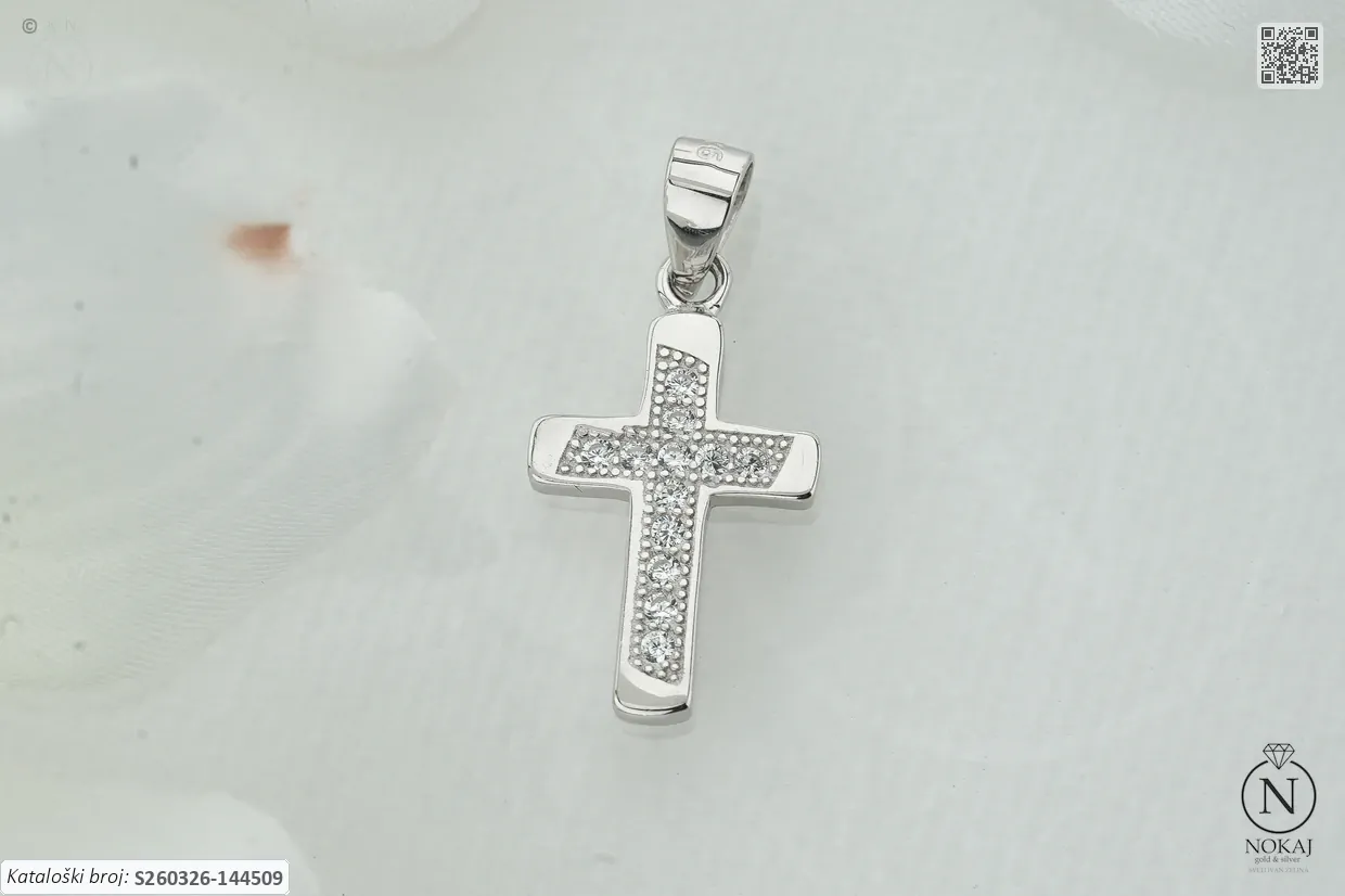 SREBRNI PRIVJESAK S CIRKONIMA - KRIŽ (S260326-144509)