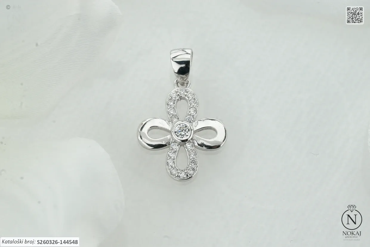 SREBRNI PRIVJESAK S CIRKONIMA - KRIŽ (S260326-144548)