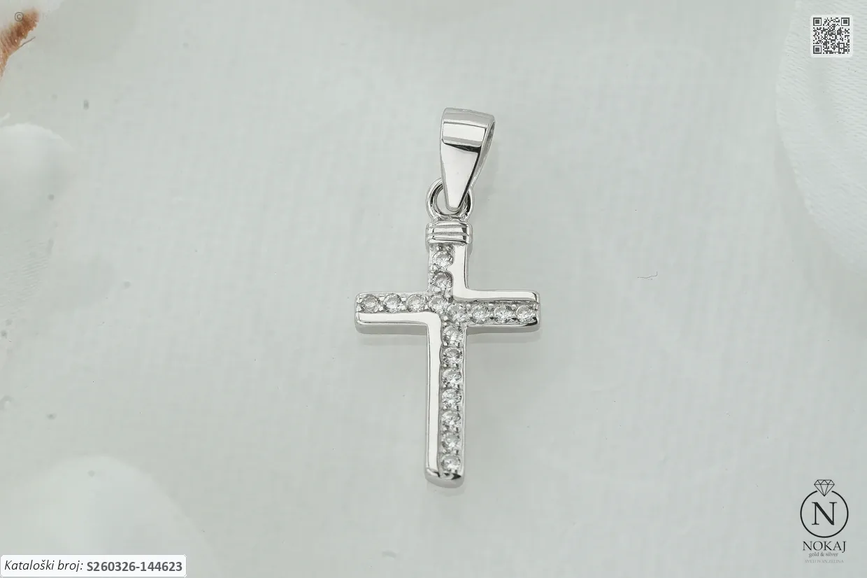 SREBRNI PRIVJESAK S CIRKONIMA - KRIŽ (S260326-144623)