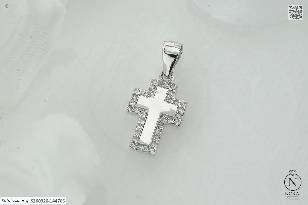 SREBRNI PRIVJESAK S CIRKONIMA - KRIŽ (S260326-144706)