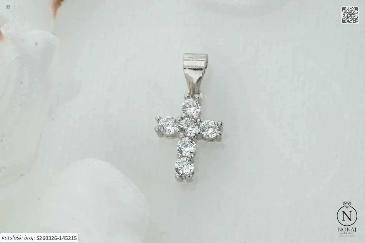 SREBRNI PRIVJESAK S CIRKONIMA - KRIŽ (S260326-145215)