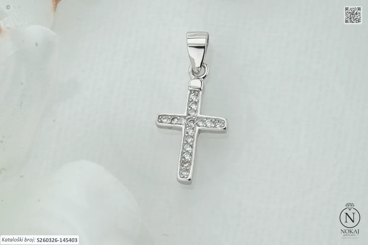 SREBRNI PRIVJESAK S CIRKONIMA - KRIŽ (S260326-145403)