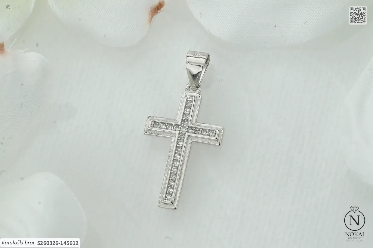 SREBRNI PRIVJESAK S CIRKONIMA - KRIŽ (S260326-145612)