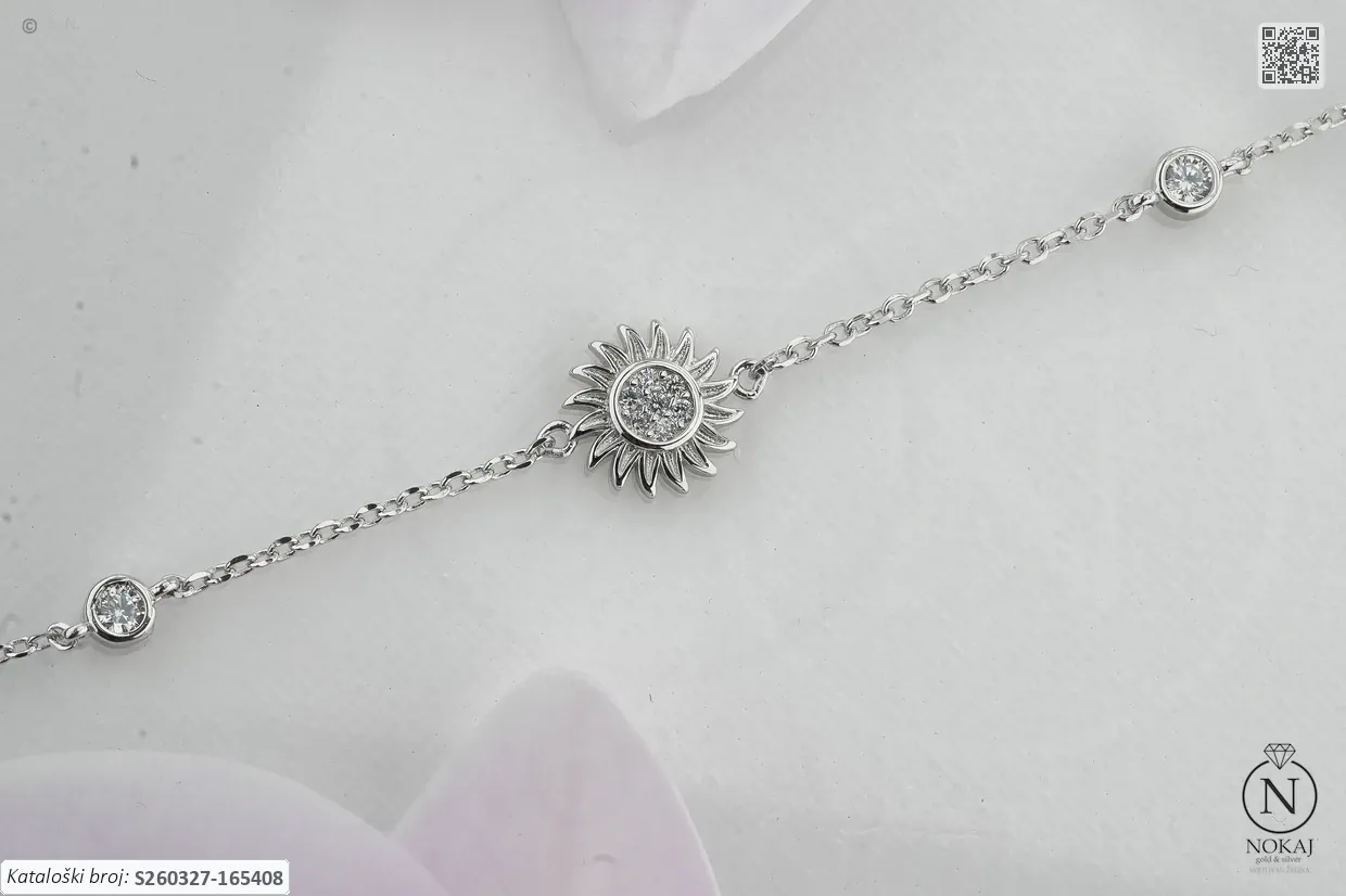 SREBRNA NARUKVICA S CIRKONIMA - SUNCE (S260327-165408)