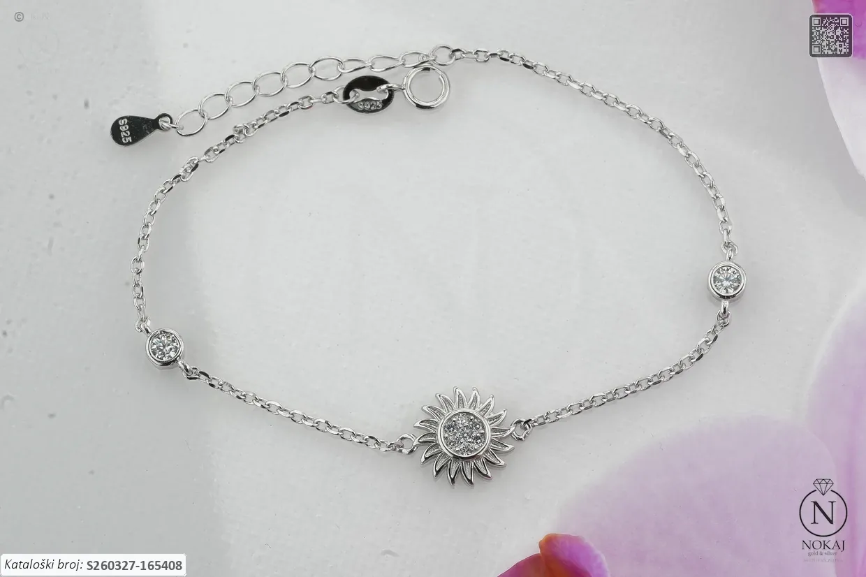 SREBRNA NARUKVICA S CIRKONIMA - SUNCE (S260327-165408) - Slika 2