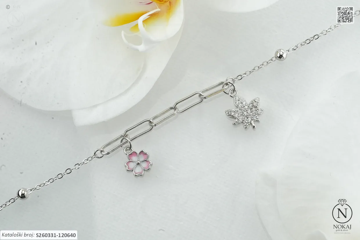 SREBRNA NARUKVICA S CIRKONIMA - CVIJET (S260331-120640)