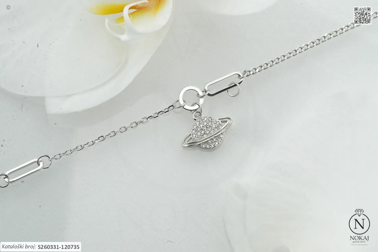 SREBRNA NARUKVICA S CIRKONIMA - PLANET (S260331-120735)