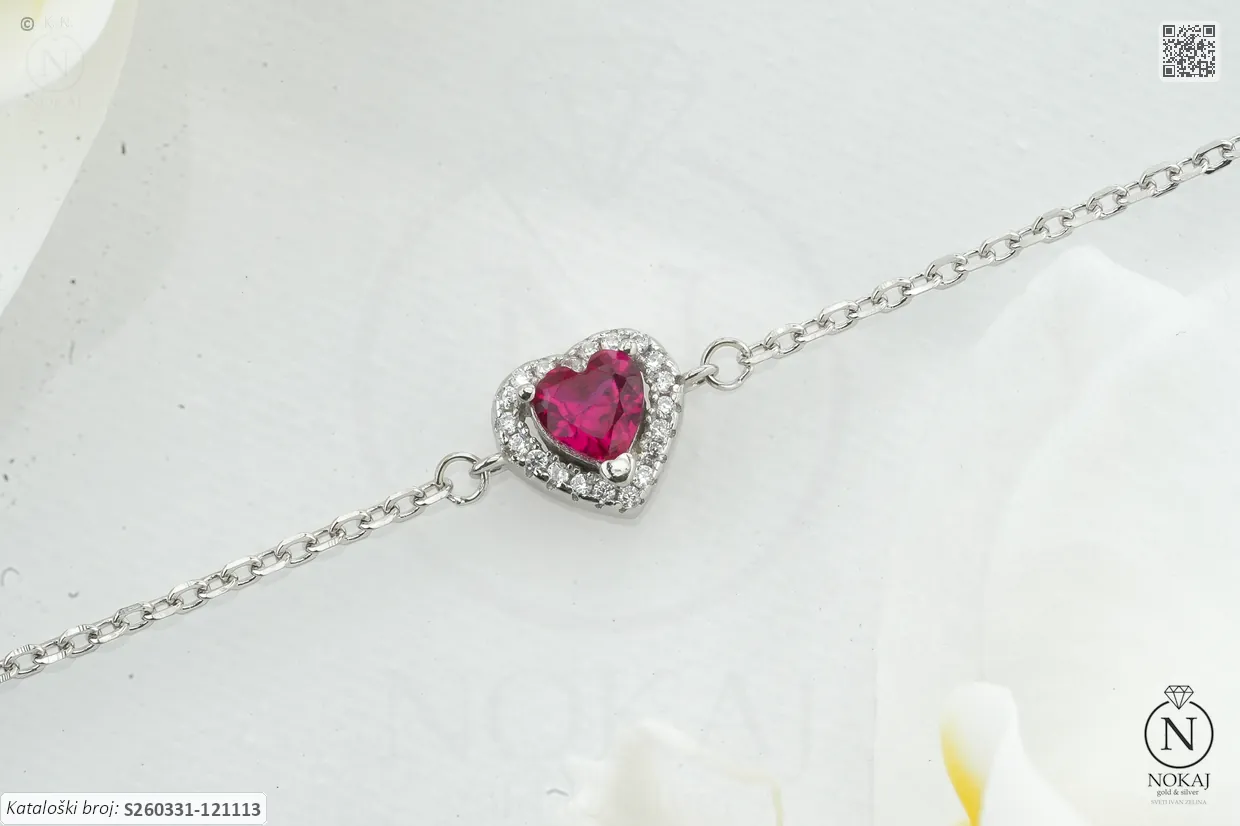 SREBRNA NARUKVICA S CIRKONIMA - SRCE (S260331-121113)