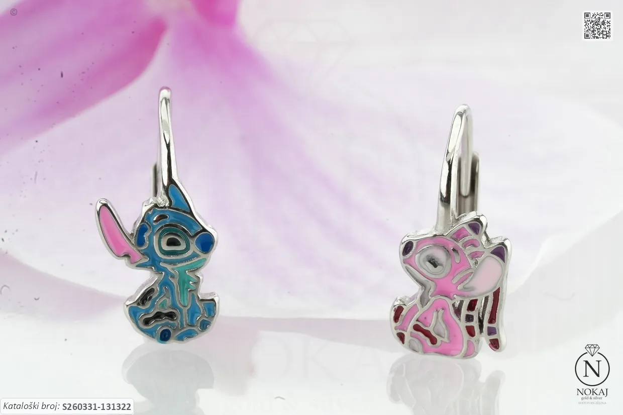 SREBRNE DJEČJE NAUŠNICE - STILIZIRANI MOTIV (S260331-131322)