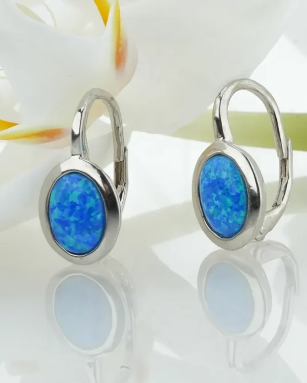 SREBRNE NAUŠNICE S CIRKONIMA - PLAVI OPAL (S260331-134520)