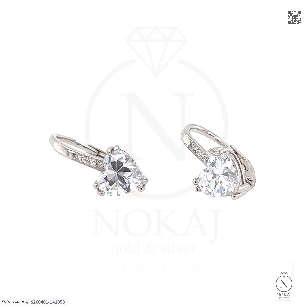 SREBRNE NAUŠNICE S CIRKONOM - SRCE (S260401-141058)