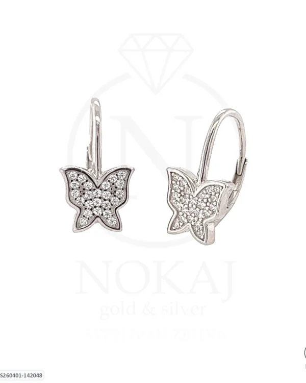 SREBRNE NAUŠNICE S CIRKONIMA - LEPTIR (S260401-142048)