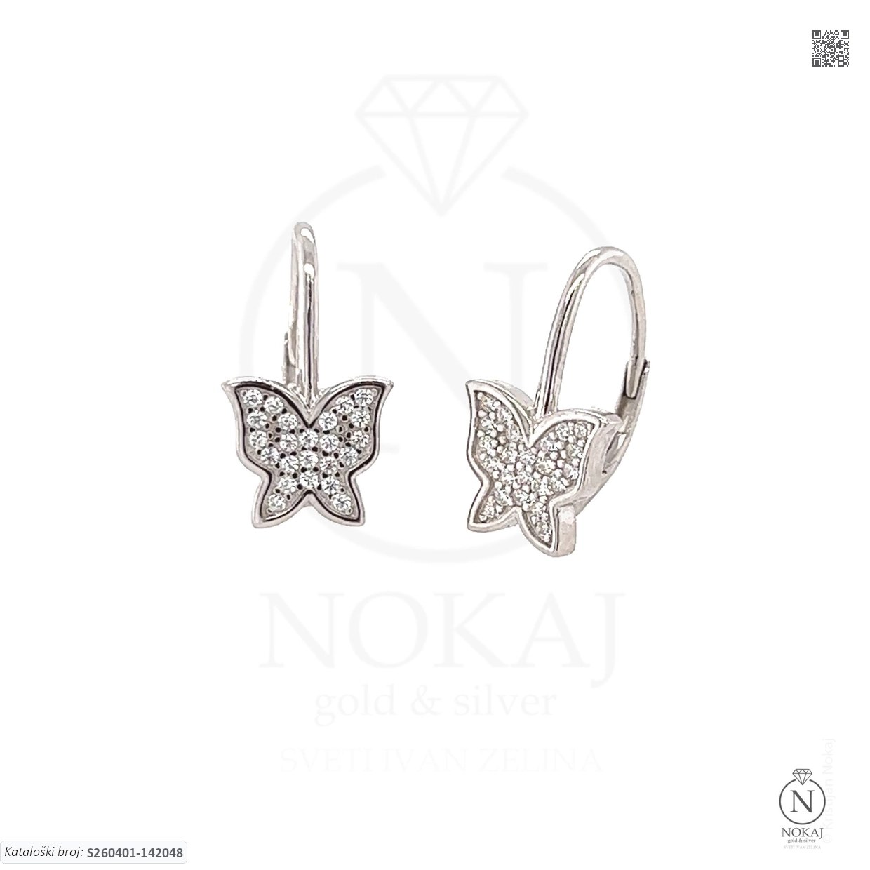 SREBRNE NAUŠNICE S CIRKONIMA - LEPTIR (S260401-142048)