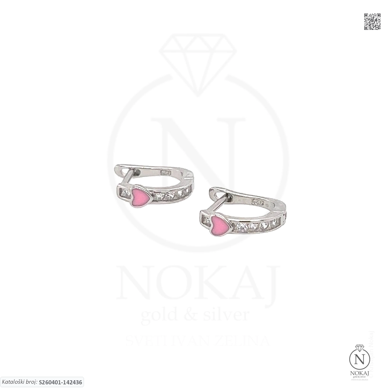 SREBRNE DJEČJE NAUŠNICE S CIRKONIMA - SRCE (S260401-142436)