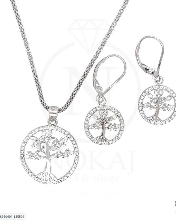 SREBRNI KOMPLET S CIRKONIMA - STABLO ŽIVOTA (S260404-135504)