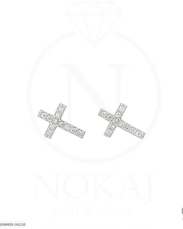 SREBRNE NAUŠNICE S CIRKONOM - KRIŽ (S260429-142110)