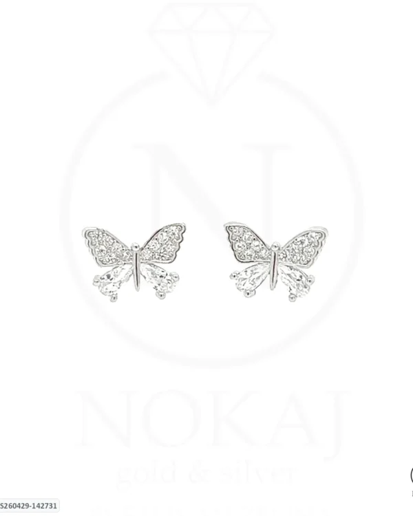 SREBRNE NAUŠNICE S CIRKONOM - LEPTIR (S260429-142731)